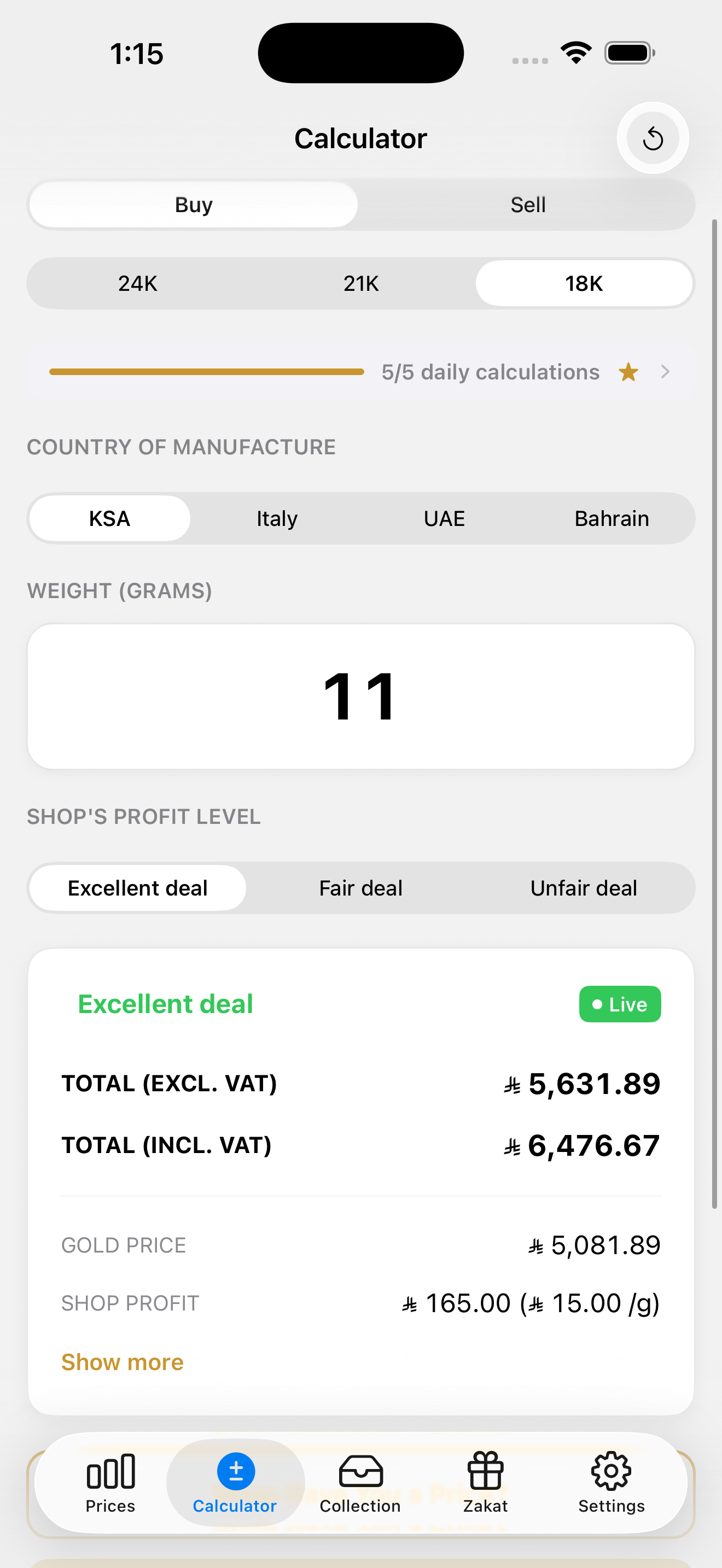 Buy — Smart buy estimates with fairness labels showing Good Deal, Fair, or Expensive