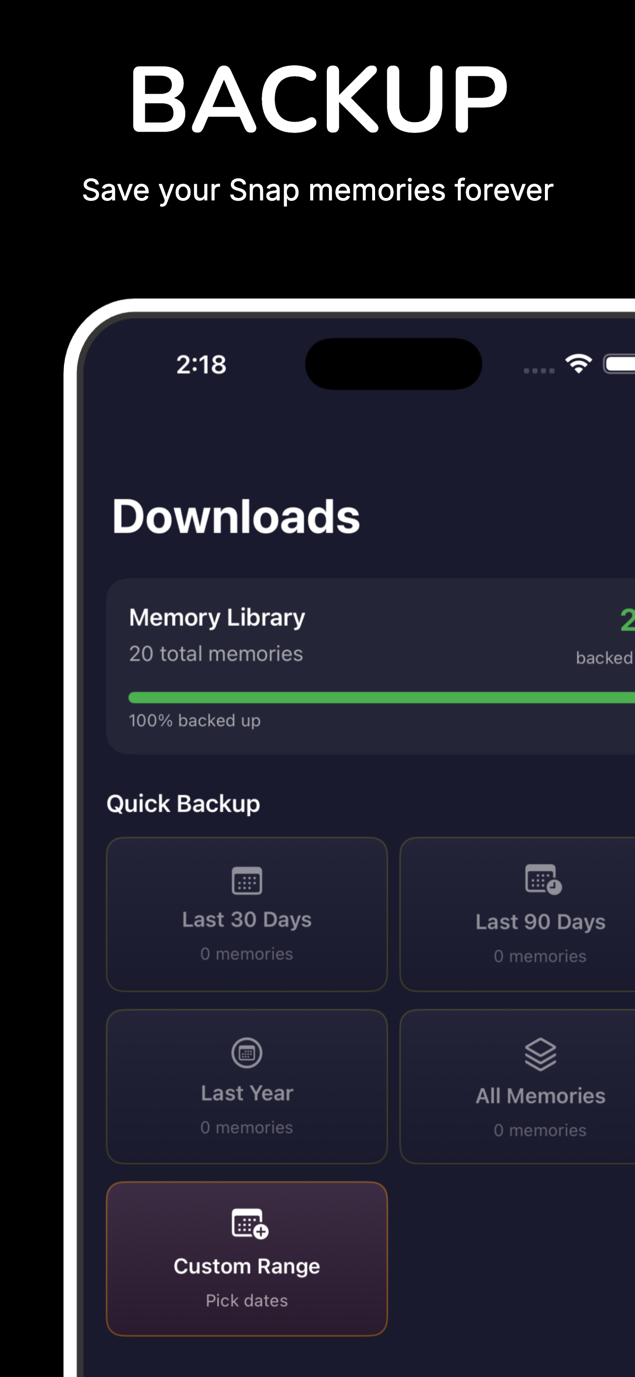 Backup - Save your Snap memories forever
