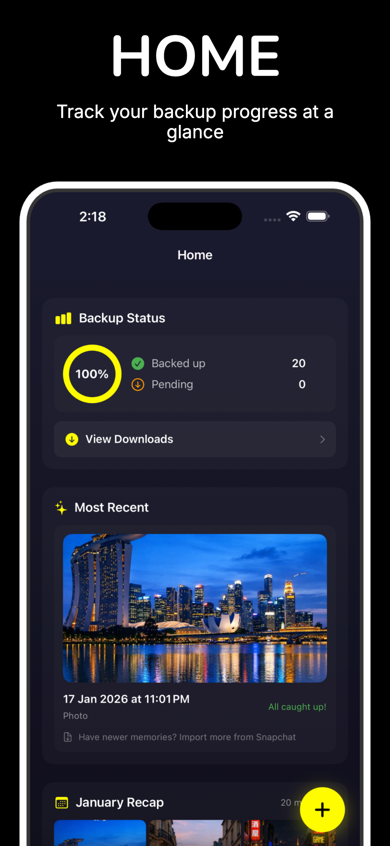 Home - Track your backup progress